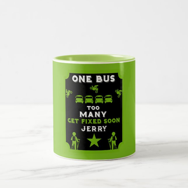 Funny Broken Leg wird gut Zweifarbige Tasse (Mittel)