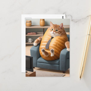 Funny Brot Loaf Katze Postkarte