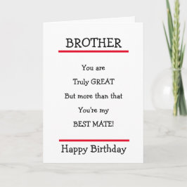 Funny Brother Best Mate Verse Geburtstagskarte Karte