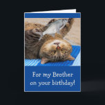 Funny Brother Fishing Birthday Karte<br><div class="desc">Gib deinem Bruder eine Karte,  an die er sich bei dieser lustigen Katze und Fisch erinnern wird. Ideal für den Typ,  der einfach nicht verlasse,  ohne noch einmal in die Besetzung zu kommen. Personalisieren Sie die Nachricht und erstellen Sie Ihren eigenen Gruß. Foto ©Christine Greenspan</div>