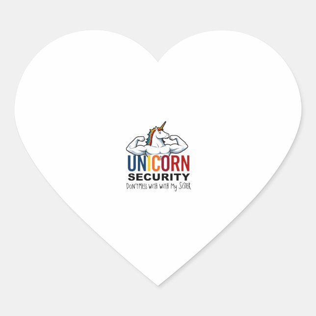 Funny Brother Unicorn Security Dont Mess With My S Herz-Aufkleber (Vorderseite)