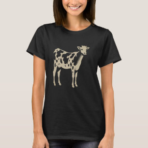 Funny Brown Farm Cow Stencil Rind Animal Silhoue T-Shirt