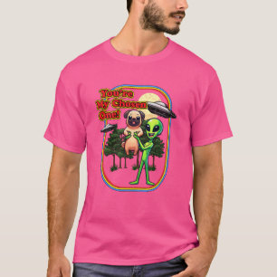 Funny Brown Mops Alien Sie sind ausgewählt Ein UFO T-Shirt