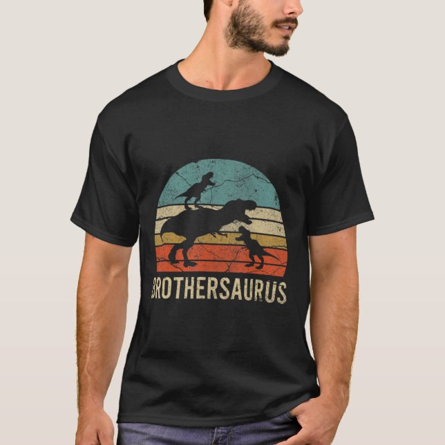 Funny Bruder Dinosaur 3 Drei Kinder Grosses Kleine T-Shirt (Vorderseite)
