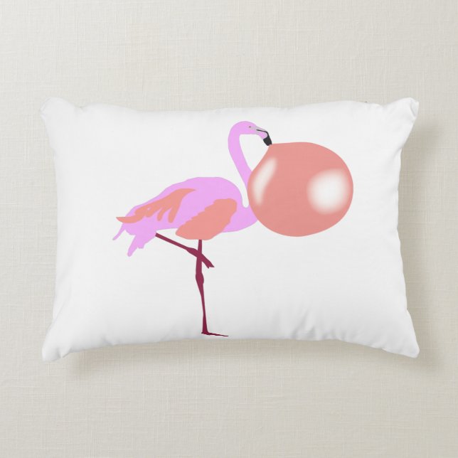 Funny Bubble Gum Flamingo Blflüge Blase Dekokissen (Vorderseite)