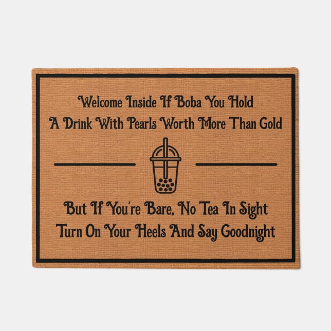 Funny Bubble Tee Spaß Rustikal Minimalistisch Quir Fußmatte (Vorderseite)