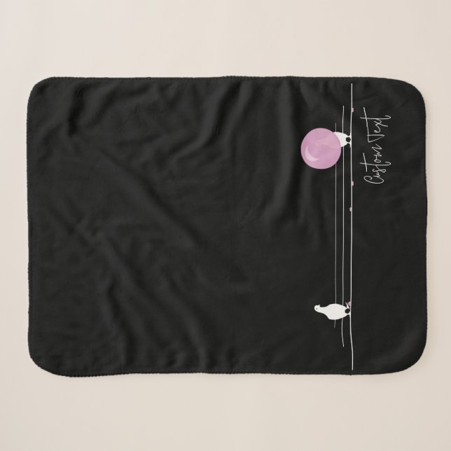 Funny Bubblegum Birds on a Wire Black Sherpadecke (Vorderseite (Horizontal))