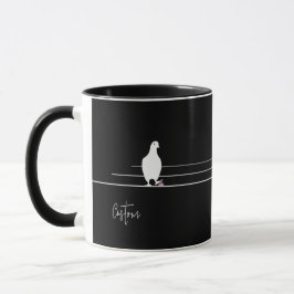 Funny Bubblegum Birds on a Wire Black Tasse