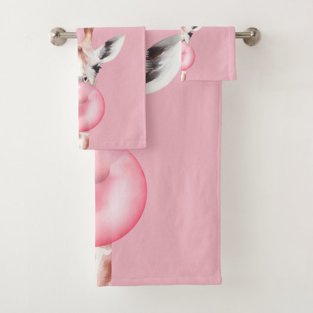 Funny Bubblegum Giraffe Badhandtuch Set (Insitu)
