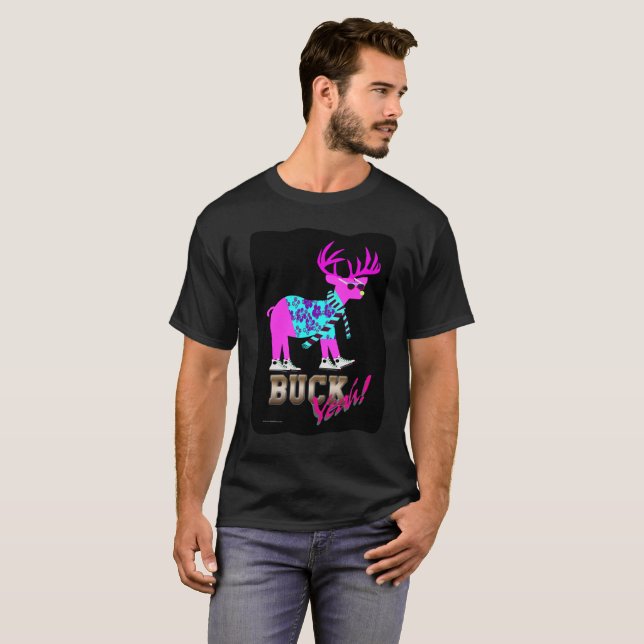 Funny Buck Yeah Neon Reindeer T-Shirt (Vorne ganz)
