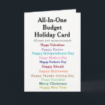 Funny Budget Holiday Card Feiertagskarte<br><div class="desc">Pick any holiday you want!
It's funny holiday budget card
Give it to someone with a sense of humour!</div>