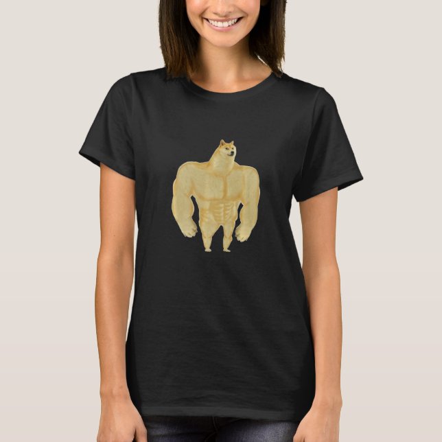 Funny Buff Doge Chiba Dog Gym meme Funny Swole Dog T-Shirt (Vorderseite)