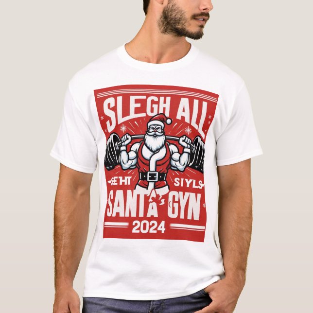 Funny Buff Santa Christmas Gym T - Shirt (Vorderseite)