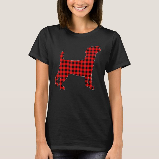 Funny Buffalo Karierter Jack Russell Terrier Weihn T-Shirt (Vorderseite)