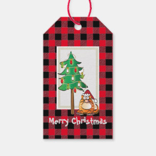 Funny Buffalo Karo Katze mit Weihnachtsmannmütze Geschenkanhänger