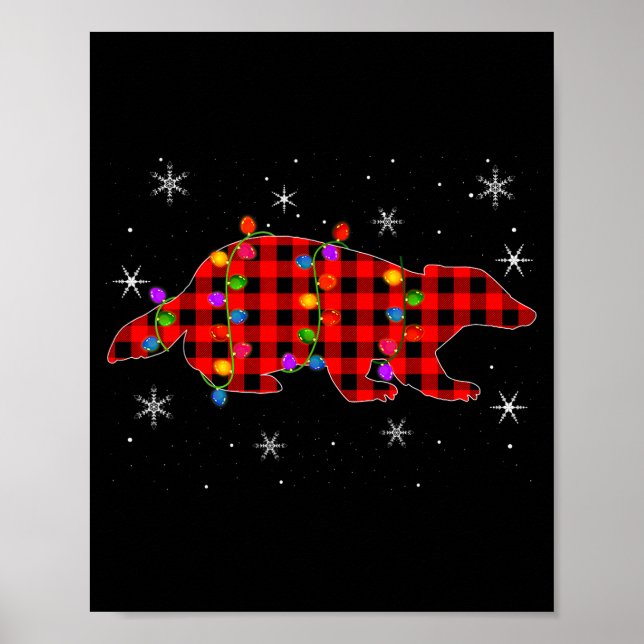 Funny Buffalo Plaid Family Matching Badger Christm Poster (Vorne)