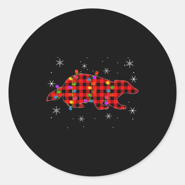 Funny Buffalo Plaid Family Matching Badger Christm Runder Aufkleber (Vorderseite)