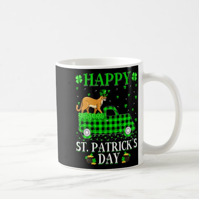 Funny Buffalo Plaid Green Truck Cougar St Patrick  Kaffeetasse (Rechts)