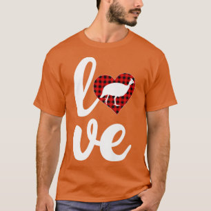 Funny Buffalo Plaid Love Guinea Fowl Bird Valentin T-Shirt