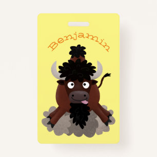 Funny Büffel Bison Cartoon Illustration Ausweis