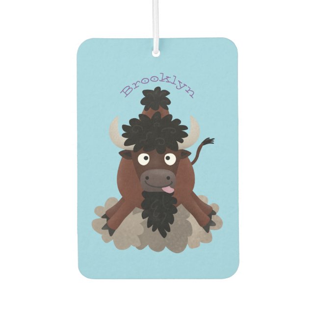 Funny Büffel Bison Cartoon Illustration Autolufterfrischer (Vorderseite)