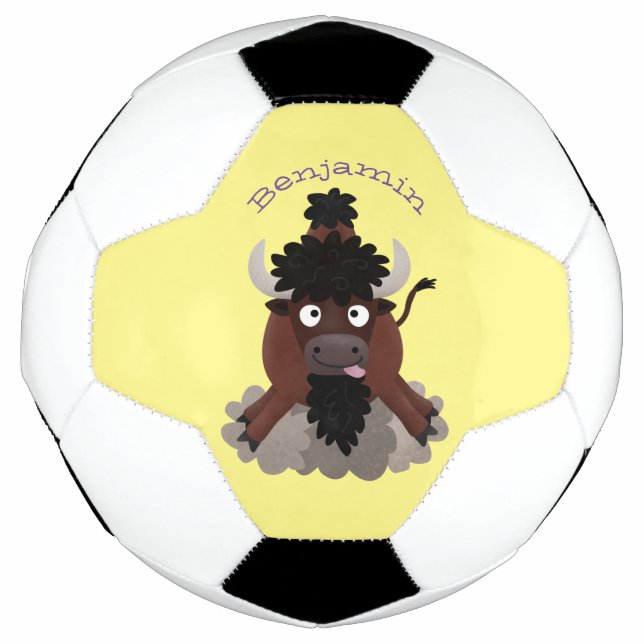 Funny Büffel Bison Cartoon Illustration Fußball (Vorderseite)