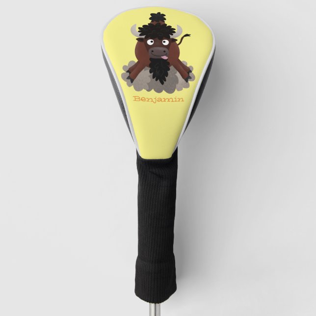 Funny Büffel Bison Cartoon Illustration Golf Headcover (Vorderseite)