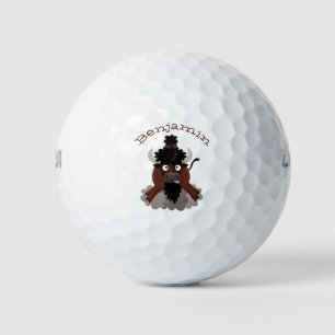 Funny Büffel Bison Cartoon Illustration Golfball