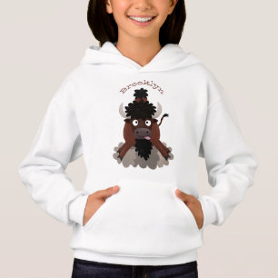 Funny Büffel Bison Cartoon Illustration Hoodie