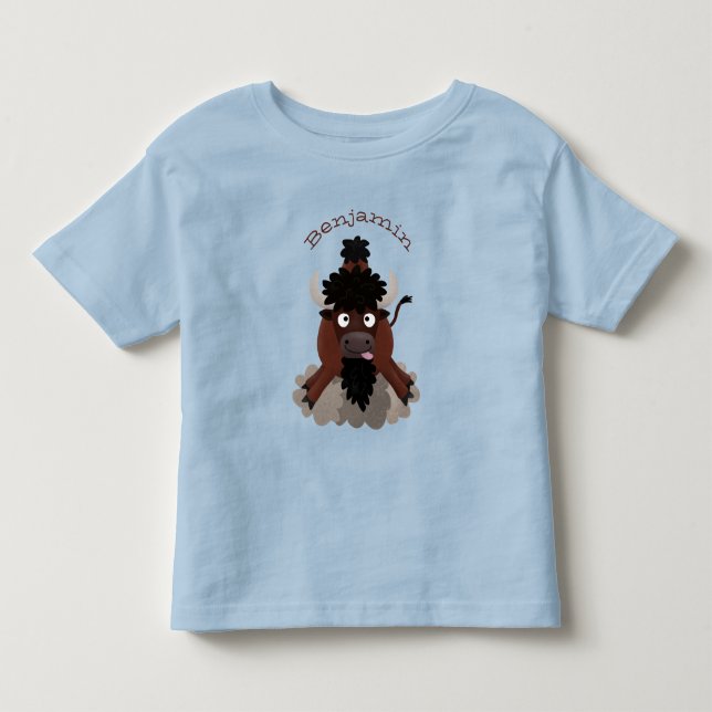 Funny Büffel Bison Cartoon Illustration Kleinkind T-shirt (Vorderseite)