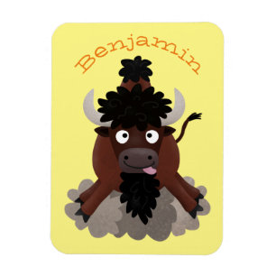 Funny Büffel Bison Cartoon Illustration Magnet
