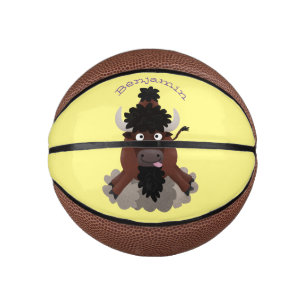 Funny Büffel Bison Cartoon Illustration Mini Basketball