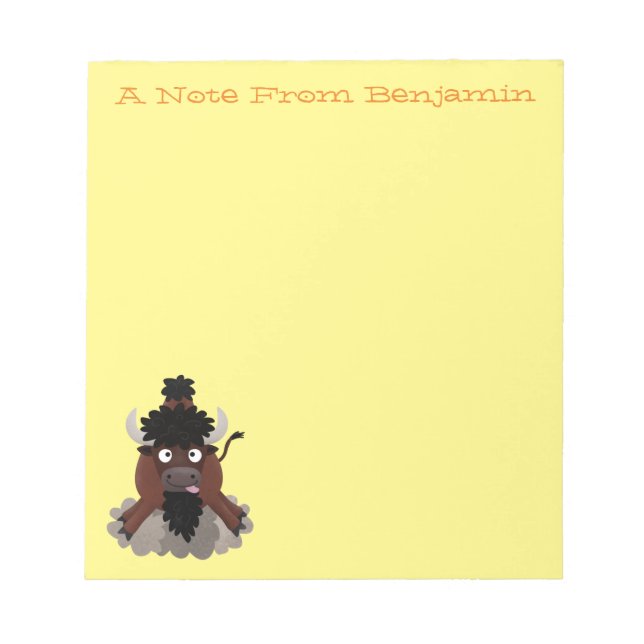 Funny Büffel Bison Cartoon Illustration Notizblock (Vorderseite)
