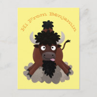 Funny Büffel Bison Cartoon Illustration