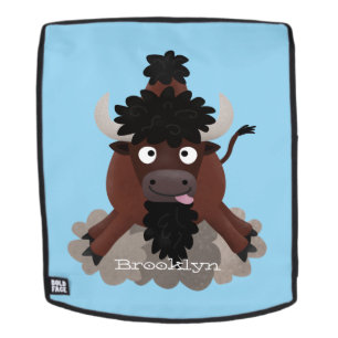 Funny Büffel Bison Cartoon Illustration Rucksack