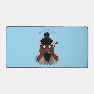 Funny Büffel Bison Cartoon Illustration Schreibtischunterlage