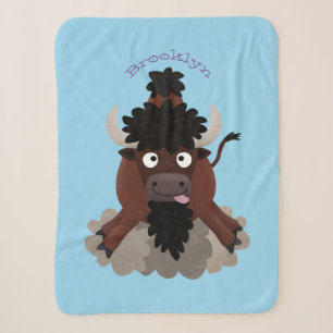 Funny Büffel Bison Cartoon Illustration Sherpadecke