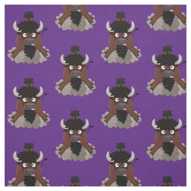 Funny Büffel Bison Cartoon Illustration Stoff (Muster)