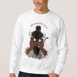 Funny Büffel Bison Cartoon Illustration Sweatshirt