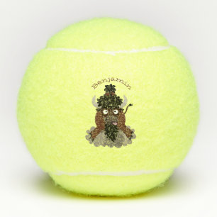 Funny Büffel Bison Cartoon Illustration Tennisbälle