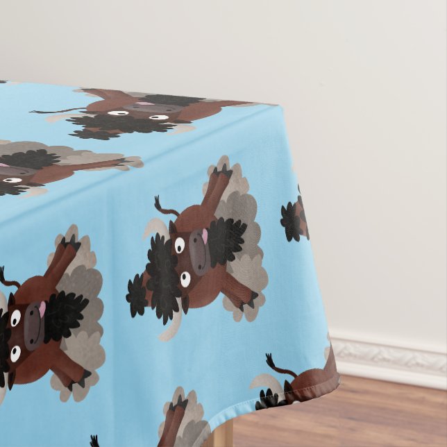 Funny Büffel Bison Cartoon Illustration Tischdecke (Beispiel)