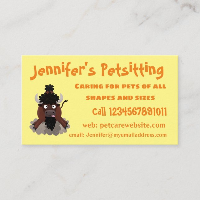 Funny Büffel Bison Cartoon Illustration Visitenkarte (Vorderseite)