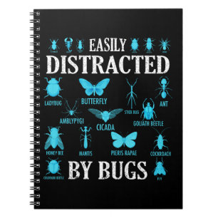 Funny Bug Lover Bugs leicht von Bugs abgelenkt Notizblock