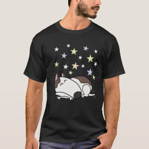 Funny Bull Terrier Dog and Stars Cartoon T-Shirt