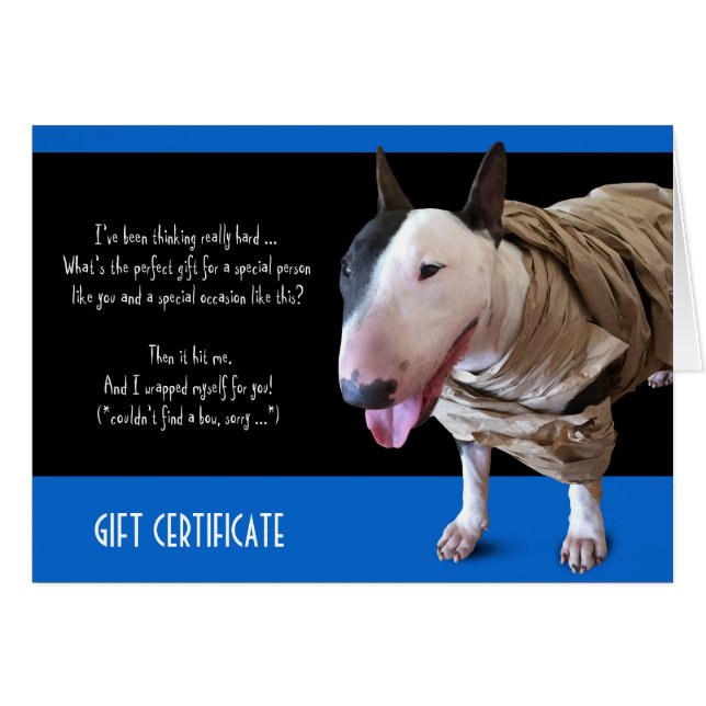 Funny Bull Terrier Gift Card (Vorderseite (Horizontal))