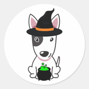 Funny Bull Terrier Hund ist eine Hexe Runder Aufkleber