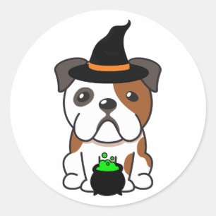 Funny Bulldog ist eine Hexe Runder Aufkleber