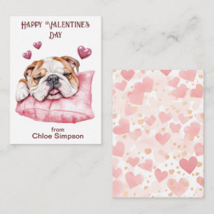 Funny Bulldog Kid's Valentine Classroom Party Mitteilungskarte