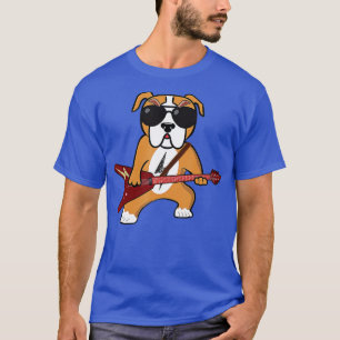 Funny Bulldog Rocker Dog Gitarre Rock Guita spiele T-Shirt