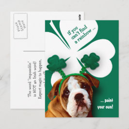 Funny Bulldog St. Patrick's Day Custom Postkarte